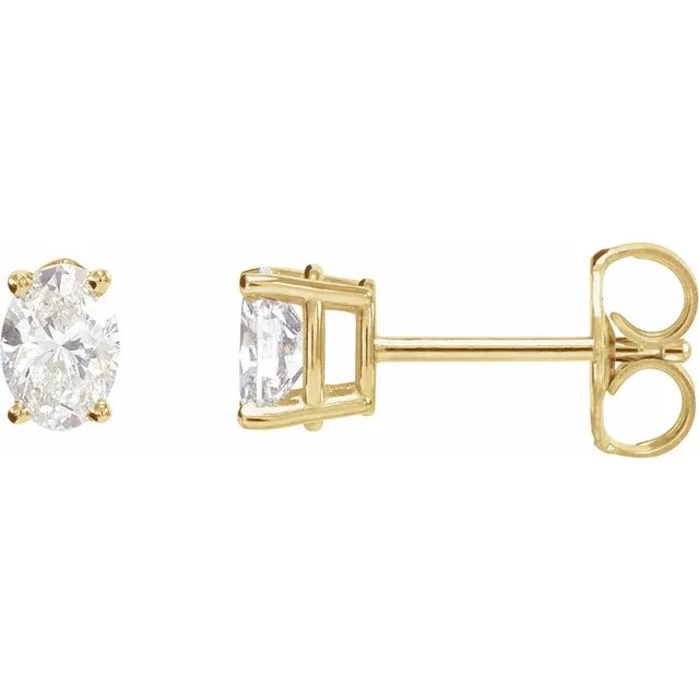 2.00ct Lab Grown Diamond Oval cut Basket Style Earrings in 14k Gold