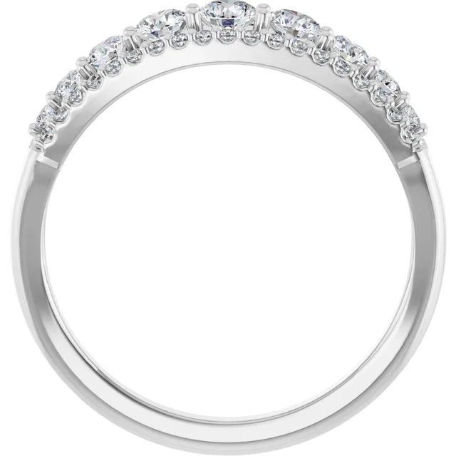 0.90ct Three Row Graduated Round Lab Grown Diamond Half Eternity Ring