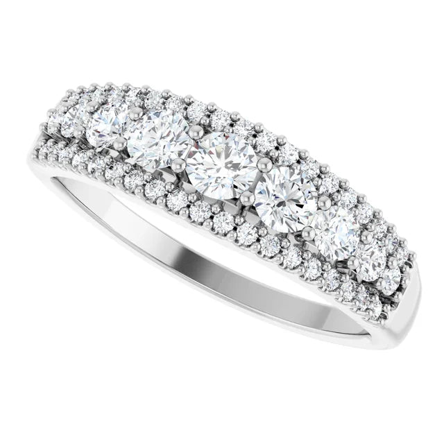 0.90ct Three Row Graduated Round Lab Grown Diamond Half Eternity Ring