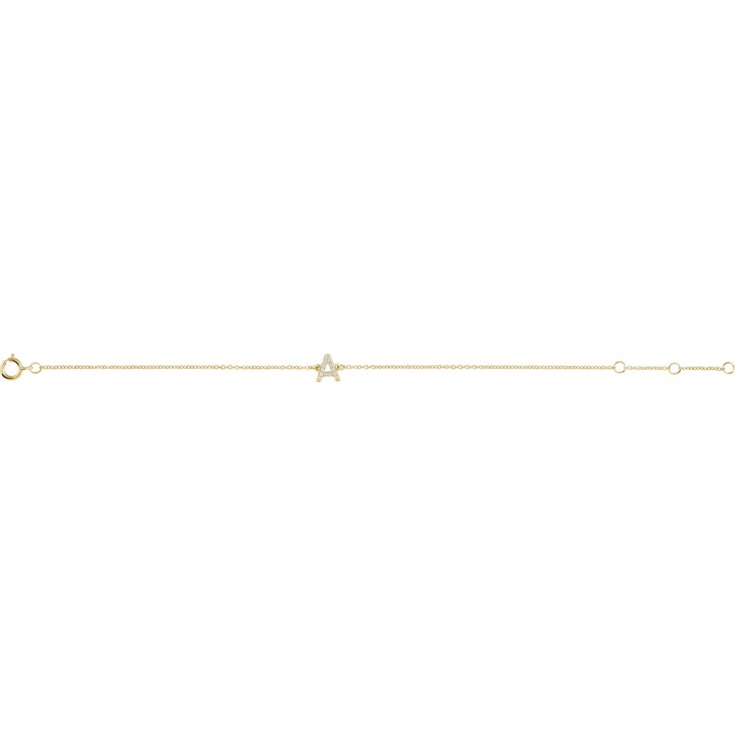 Natural Mined Diamond Initial Bracelet in 14k Gold