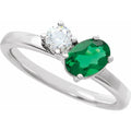 1.00ct Lab Grown Emerald and 0.25ct Lab Grown Diamond Toi et Moi Ring