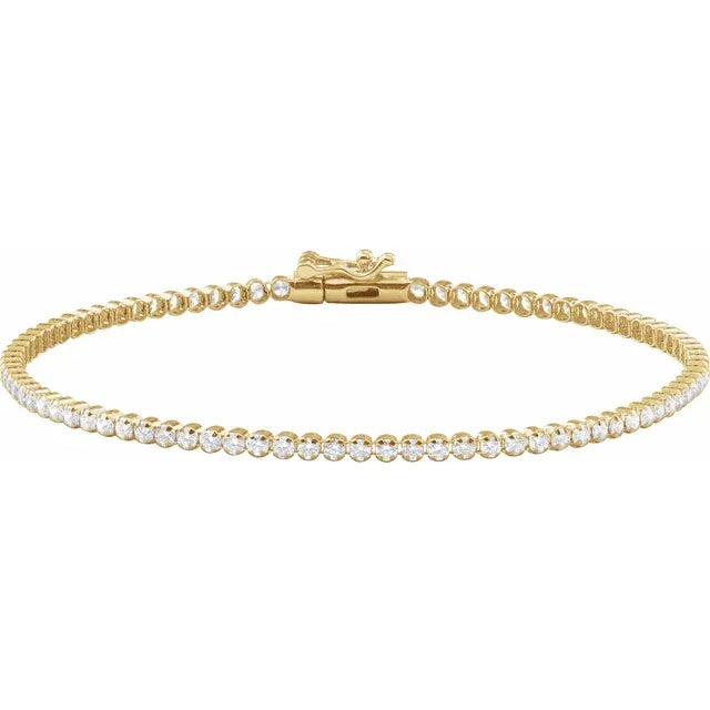 1.75ct Lab Grown Diamond Bezel Claw Tennis Bracelet in 14k Gold