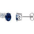 2.00ctw Lab Grown Sapphire 0.50ctw Lab Grown Diamond Toi et Moi Earrings in 14k Gold