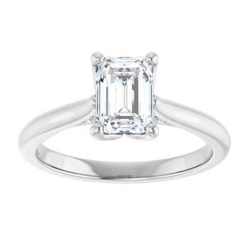 The Lily 1.10ctw Emerald cut Lab Grown Diamond Solitaire Accented Engagement Ring