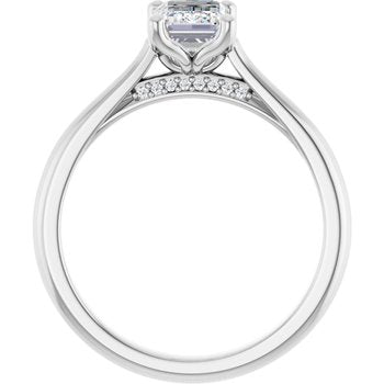 The Lily 1.10ctw Emerald cut Lab Grown Diamond Solitaire Accented Engagement Ring
