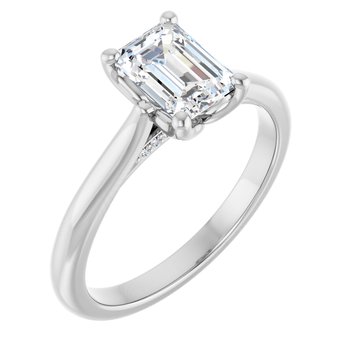The Lily 1.10ctw Emerald cut Lab Grown Diamond Solitaire Accented Engagement Ring