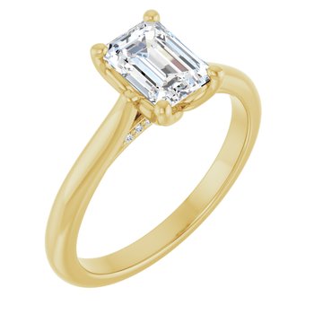The Lily 1.10ctw Emerald cut Lab Grown Diamond Solitaire Accented Engagement Ring