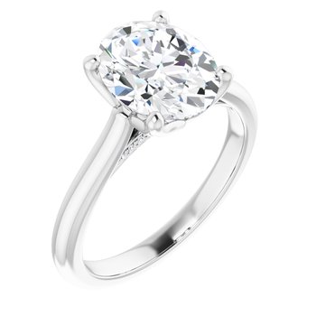 The Lily 2.10ctw Oval cut Lab Grown Diamond Solitaire Accented Engagement Ring