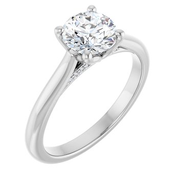 The Lily 1.10ctw Round cut Lab Grown Diamond Solitaire Accented Engagement Ring