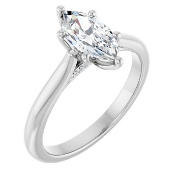 The Lily 1.10ctw Marquise cut Lab Grown Diamond Solitaire Accented Engagement Ring