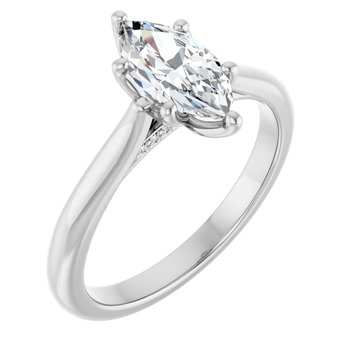The Lily 1.10ctw Marquise cut Lab Grown Diamond Solitaire Accented Engagement Ring