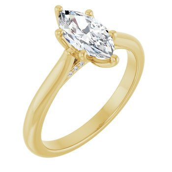 The Lily 1.10ctw Marquise cut Lab Grown Diamond Solitaire Accented Engagement Ring