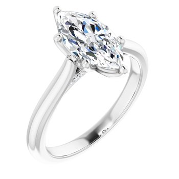 The Lily 2.10ctw Marquise cut Lab Grown Diamond Solitaire Accented Engagement Ring