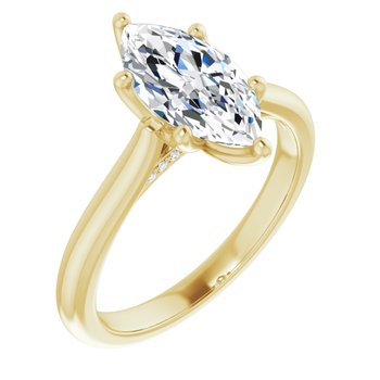 The Lily 2.10ctw Marquise cut Lab Grown Diamond Solitaire Accented Engagement Ring