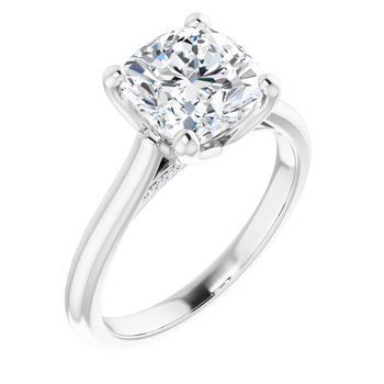 The Lily 2.10ctw Cushion cut Lab Grown Diamond Solitaire Accented Engagement Ring