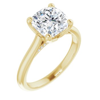 The Lily 2.10ctw Cushion cut Lab Grown Diamond Solitaire Accented Engagement Ring