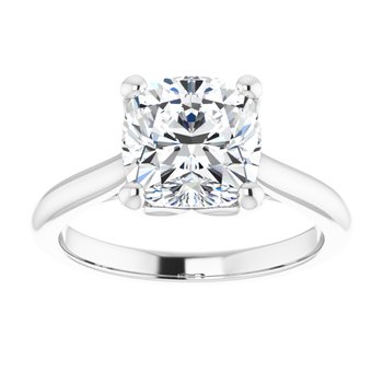 The Lily 2.10ctw Cushion cut Lab Grown Diamond Solitaire Accented Engagement Ring