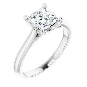 The Lily 1.10ctw Princess cut Lab Grown Diamond Solitaire Accented Engagement Ring