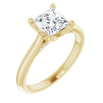 The Lily 1.10ctw Princess cut Lab Grown Diamond Solitaire Accented Engagement Ring
