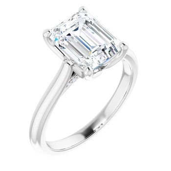 The Lily 2.10ctw Emerald cut Lab Grown Diamond Solitaire Accented Engagement Ring