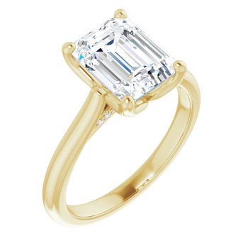 The Lily 2.10ctw Emerald cut Lab Grown Diamond Solitaire Accented Engagement Ring