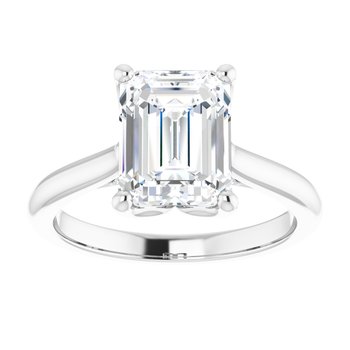 The Lily 2.10ctw Emerald cut Lab Grown Diamond Solitaire Accented Engagement Ring