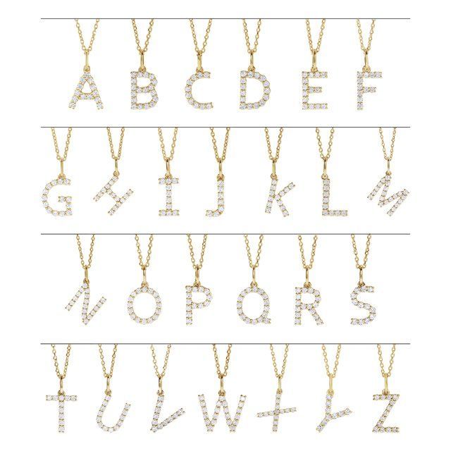 Lab Grown Diamond Initial Necklace in 14k Gold