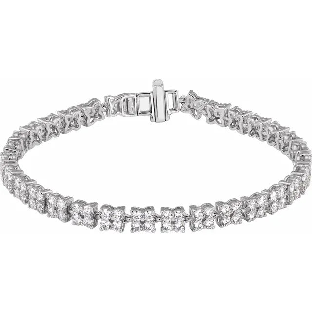 5.50ct Lab Grown Diamond Cluster Tennis Bracelet in 14k Gold