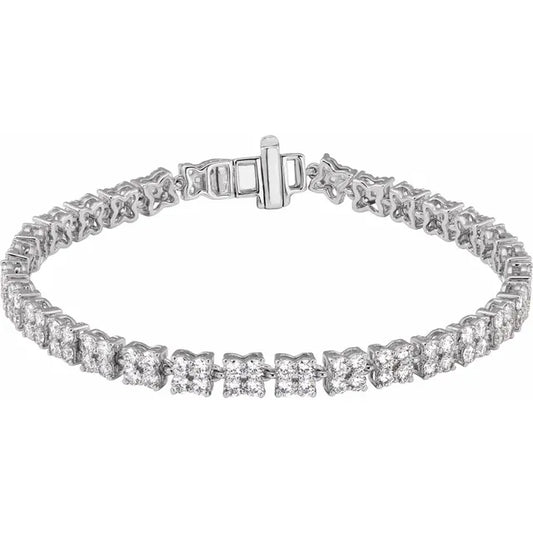 5.50ct Lab Grown Diamond Cluster Tennis Bracelet in 14k Gold