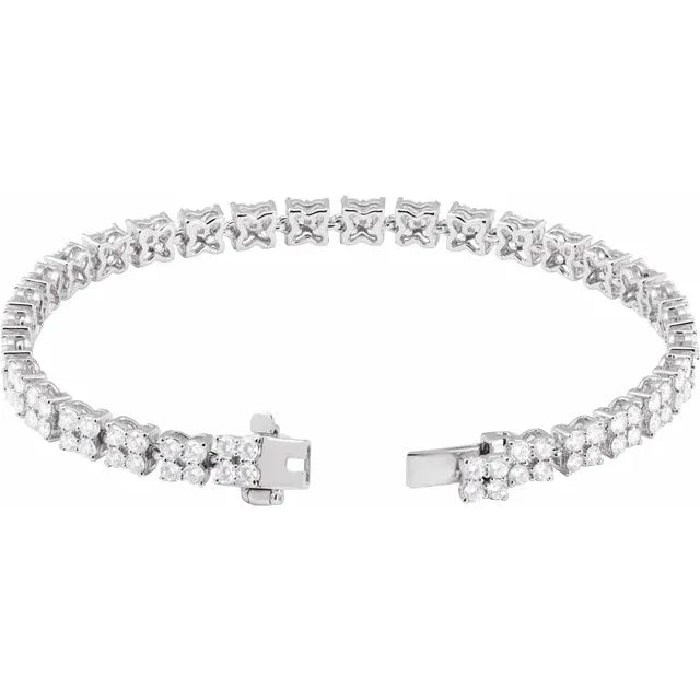 5.50ct Lab Grown Diamond Cluster Tennis Bracelet in 14k Gold