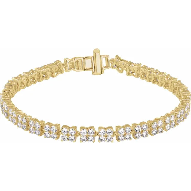 5.50ct Lab Grown Diamond Cluster Tennis Bracelet in 14k Gold