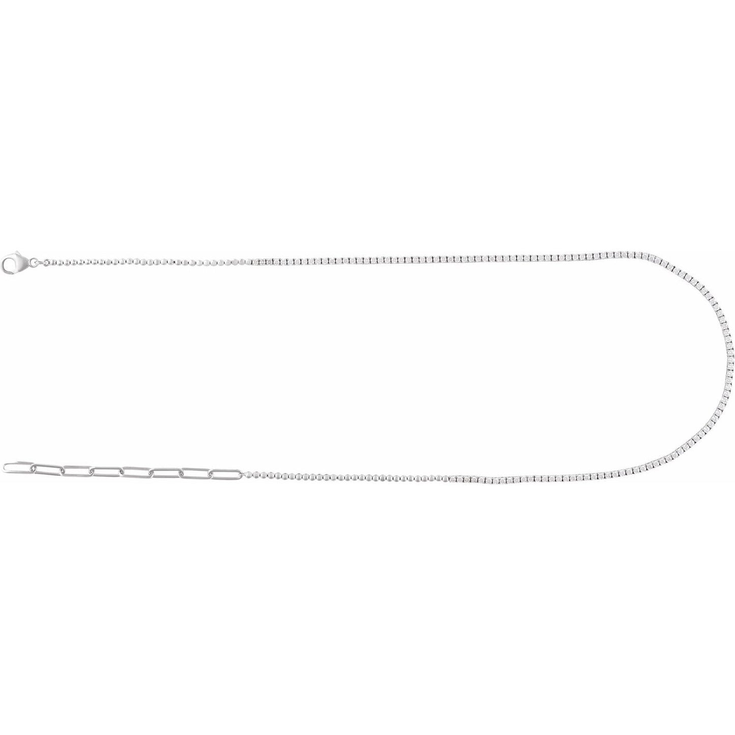 3.25ct Natural Mined Diamond Adjustable Tennis Necklace in 14k Gold