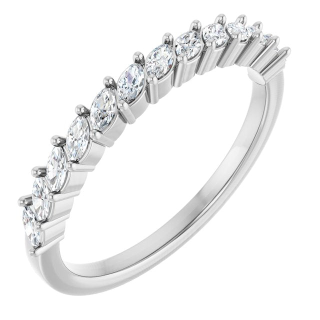0.70ct Tilted Marquise Lab Grown Diamond Half Eternity Ring