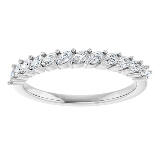 0.70ct Tilted Marquise Lab Grown Diamond Half Eternity Ring