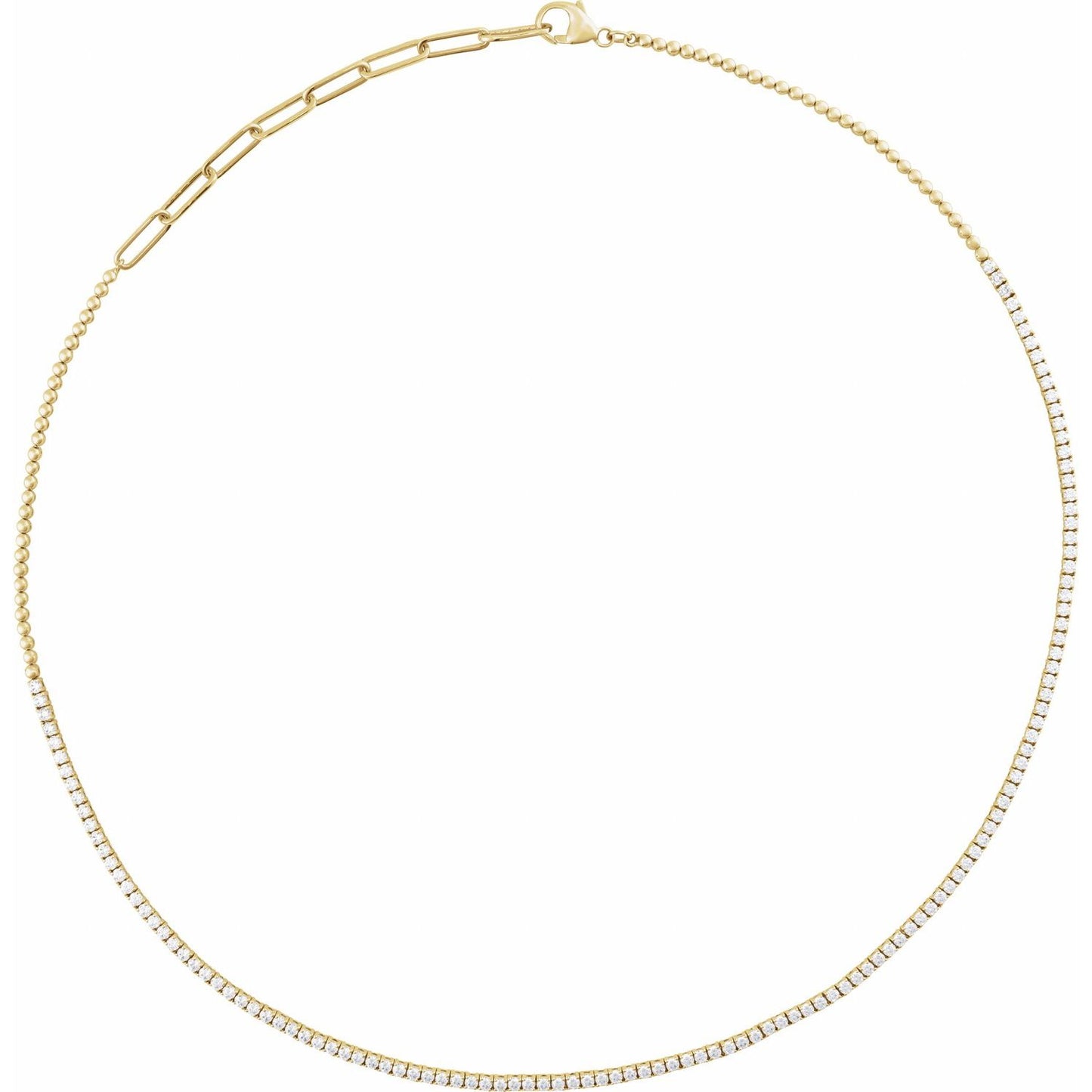 3.25ct Natural Mined Diamond Adjustable Tennis Necklace in 14k Gold