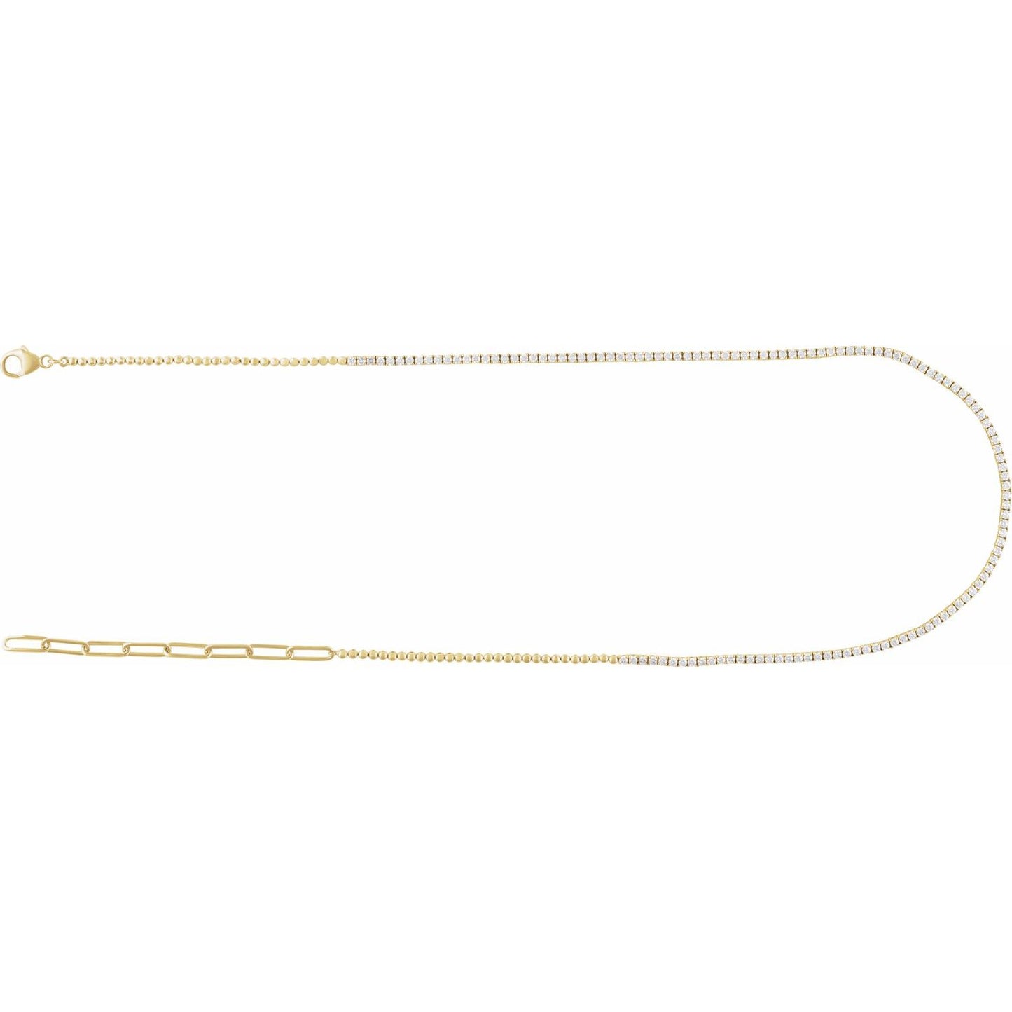 3.25ct Natural Mined Diamond Adjustable Tennis Necklace in 14k Gold