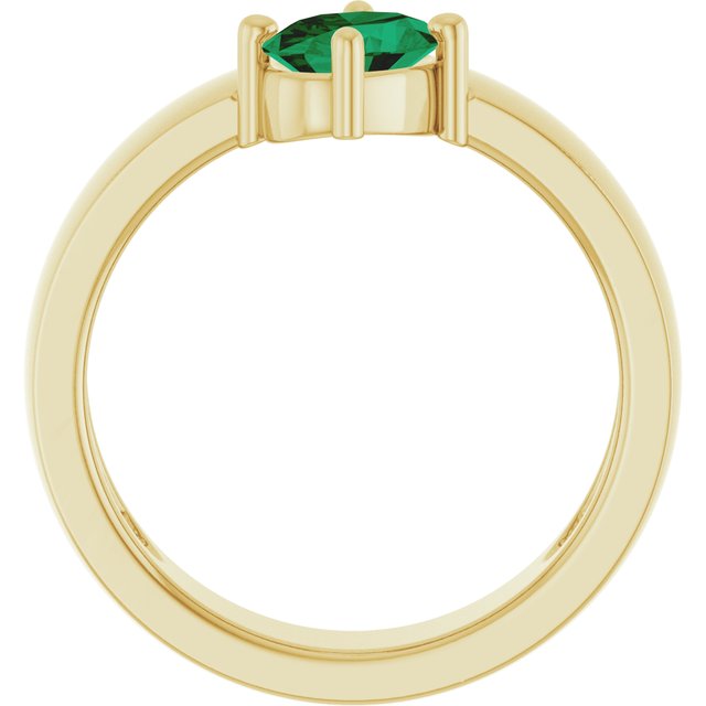 1.00ct Oval Lab Grown Emerald Asymmetrical Ring in 14k Gold