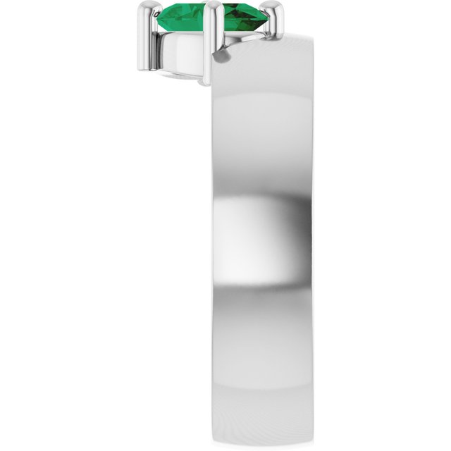 1.00ct Oval Lab Grown Emerald Asymmetrical Ring in 14k Gold