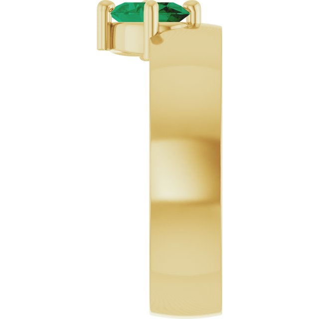 1.00ct Oval Lab Grown Emerald Asymmetrical Ring in 14k Gold