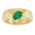 1.00ct Oval Lab Grown Emerald Asymmetrical Ring in 14k Gold
