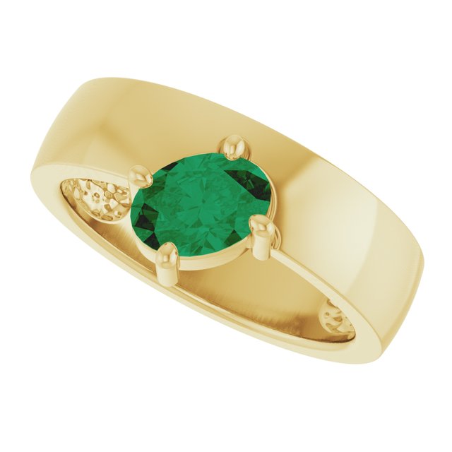 1.00ct Oval Lab Grown Emerald Asymmetrical Ring in 14k Gold