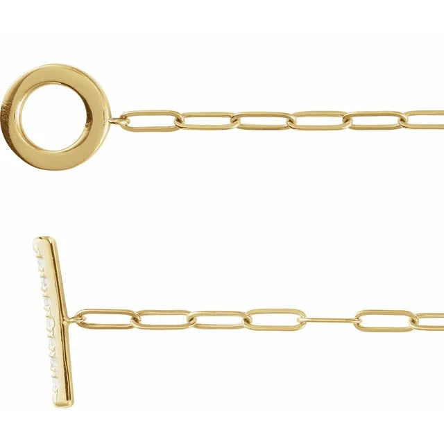 Natural Mined Diamond Toggle Paperclip Bracelet in 14k Gold