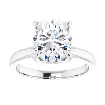 The Anya 2.18ctw Oval cut Lab Grown Diamond Solitaire Hidden Halo Engagement Ring