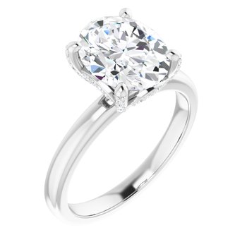 The Anya 2.18ctw Oval cut Lab Grown Diamond Solitaire Hidden Halo Engagement Ring