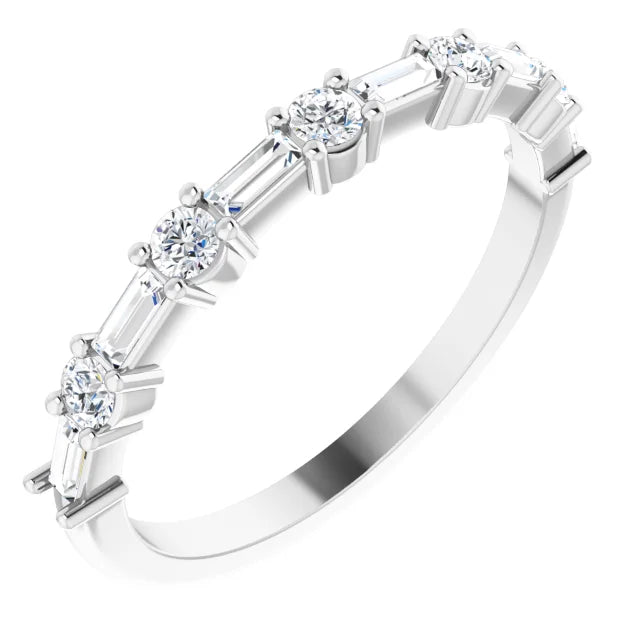 0.40ct Round and Baguette Lab Grown Diamond Half Eternity Ring