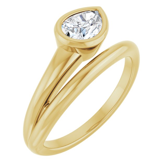 1.00ct Lab Grown Diamond Pear and Band Bezel Set Ring