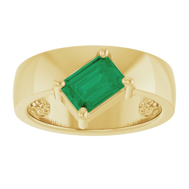 1.00ct Lab Grown Emerald Asymmetrical Ring in 14k Gold