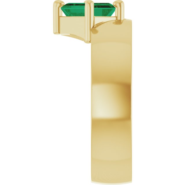 1.00ct Lab Grown Emerald Asymmetrical Ring in 14k Gold
