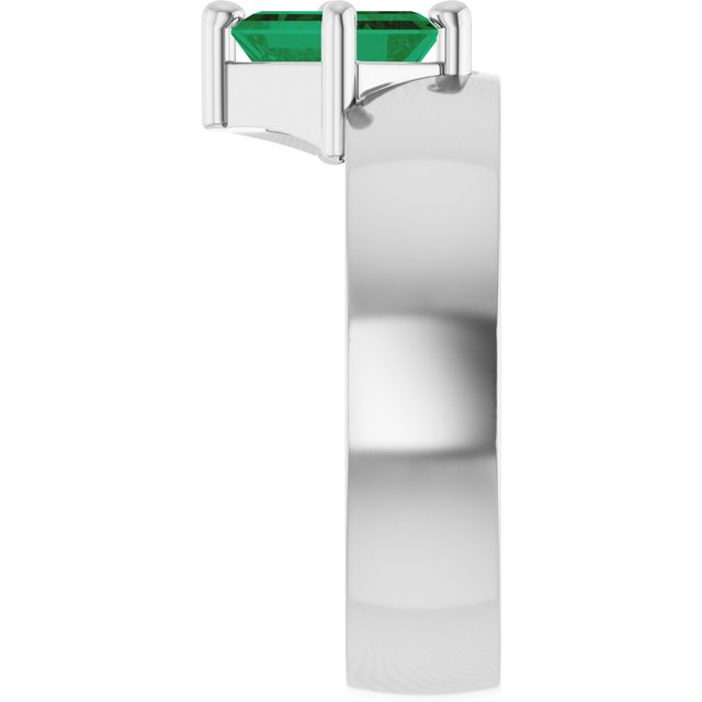 1.00ct Lab Grown Emerald Asymmetrical Ring in 14k Gold