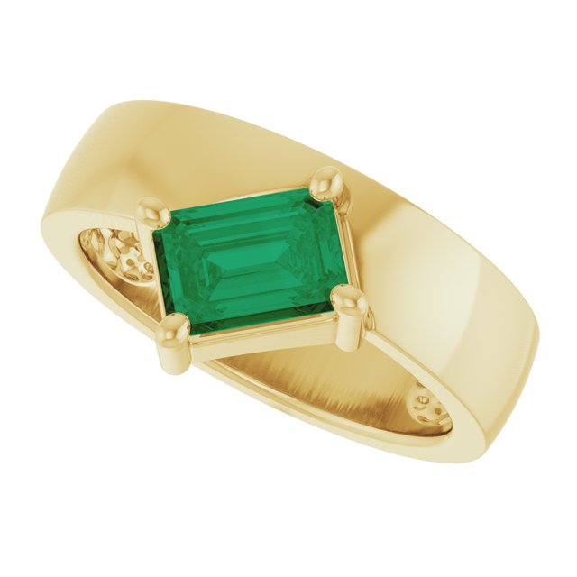 1.00ct Lab Grown Emerald Asymmetrical Ring in 14k Gold